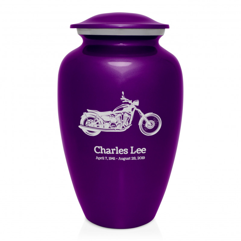 Motorcycle Cremation Urn - Purple Luster