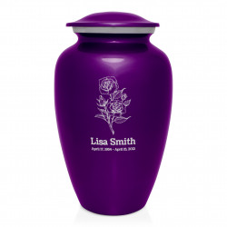 Rose Cremation Urn - Purple Luster