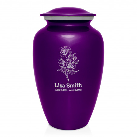 Rose Cremation Urn - Purple Luster
