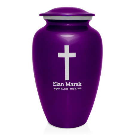 Cross Cremation Urn - Purple Luster