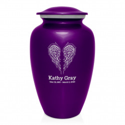 Angel Wings Cremation Urn - Purple Luster