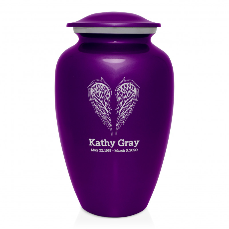 Angel Wings Cremation Urn - Purple Luster