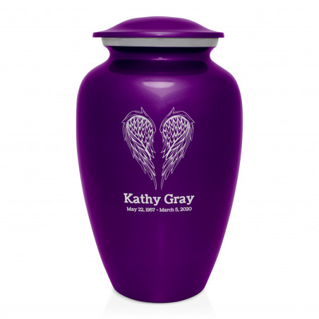 Angel Wings Cremation Urn - Purple Luster