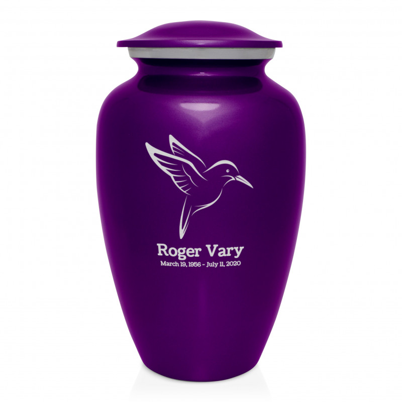 Hummingbird Cremation Urn - Purple Luster