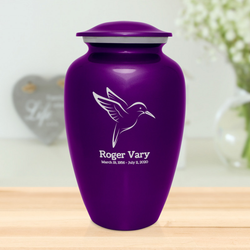Hummingbird Cremation Urn - Purple Luster