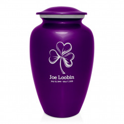 Shamrock Cremation Urn - Purple Luster