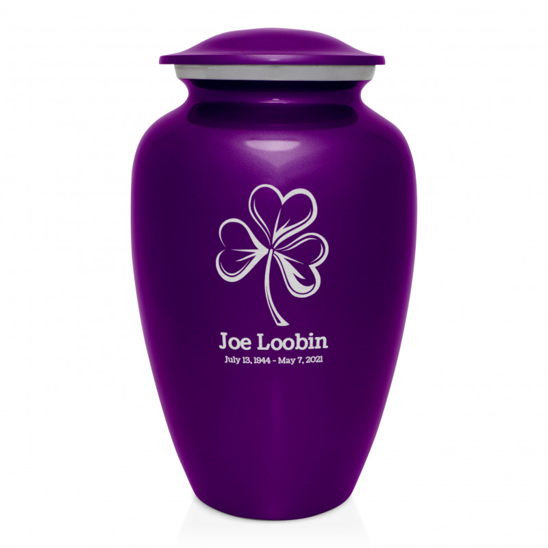 Shamrock Cremation Urn - Purple Luster