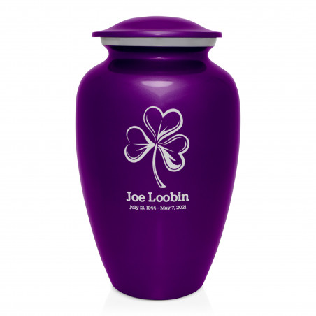 Shamrock Cremation Urn - Purple Luster