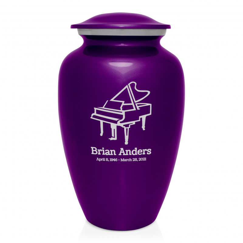 Piano Cremation Urn - Purple Luster