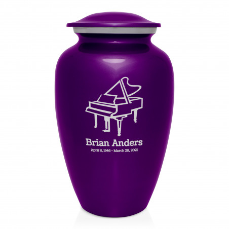 Piano Cremation Urn - Purple Luster