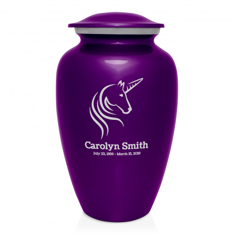 Unicorn Cremation Urn - Purple Luster