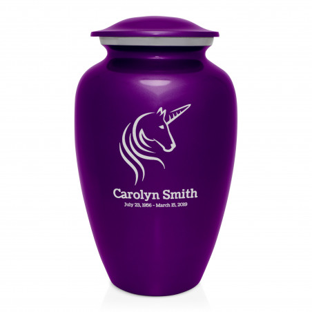 Unicorn Cremation Urn - Purple Luster