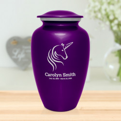 Unicorn Cremation Urn - Purple Luster