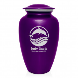 Dolphin Cremation Urn - Purple Luster