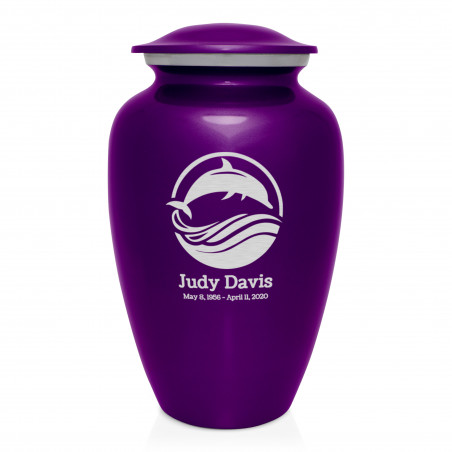 Dolphin Cremation Urn - Purple Luster