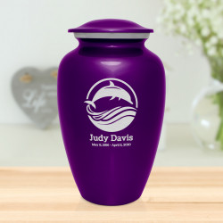 Dolphin Cremation Urn - Purple Luster