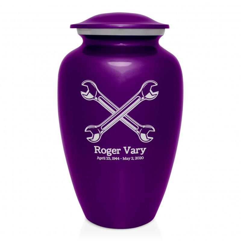 Mechanic Wrench Cremation Urn - Purple Luster
