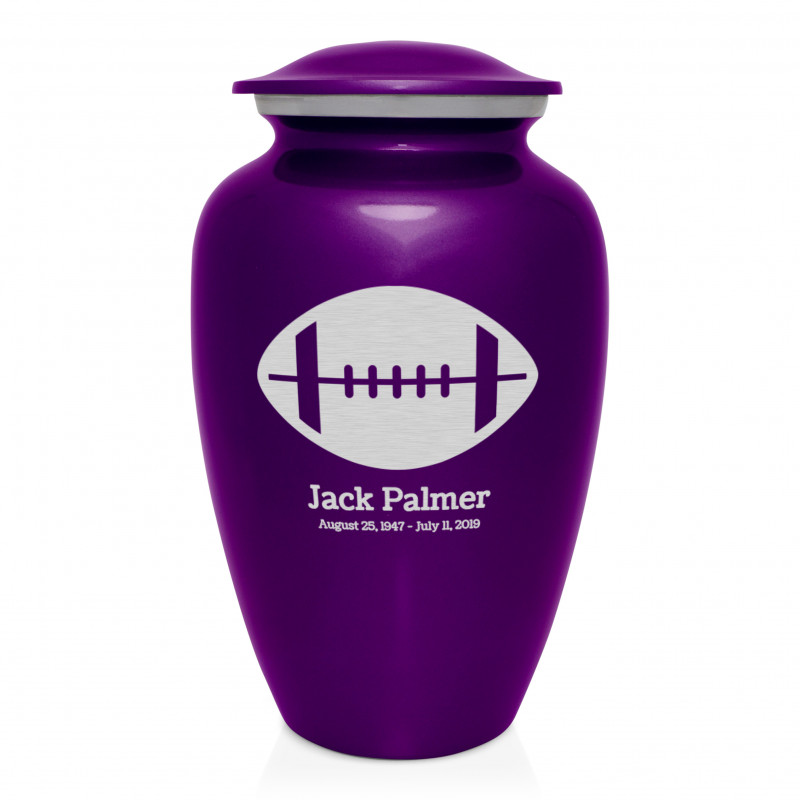 Football Cremation Urn - Purple Luster