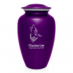 Wolf Cremation Urn - Purple Luster