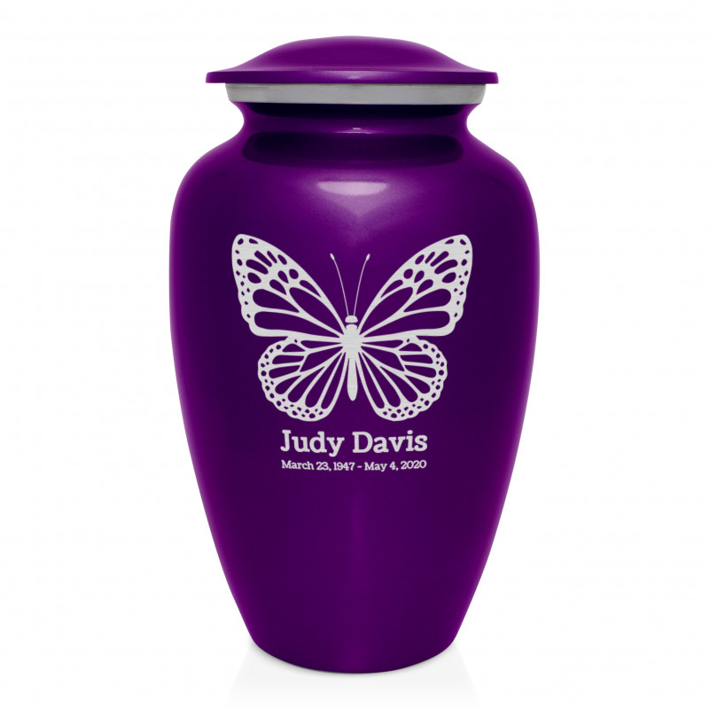Butterfly Cremation Urn - Purple Luster