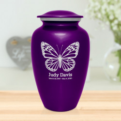 Butterfly Cremation Urn - Purple Luster