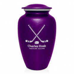 Hockey Sticks Cremation Urn - Purple Luster
