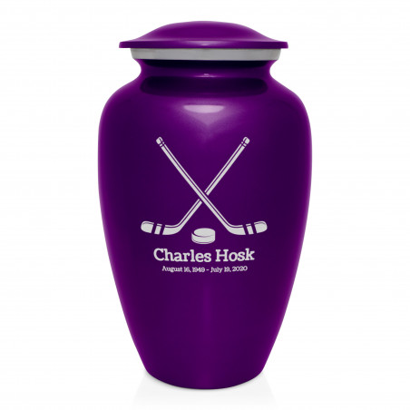 Hockey Sticks Cremation Urn - Purple Luster