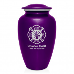 Firefighter Cremation Urn - Purple Luster