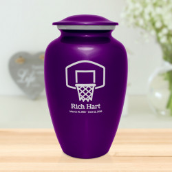 Basketball Hoop Cremation Urn - Purple Luster