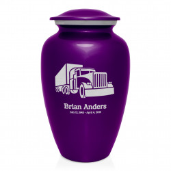 Semi Truck Cremation Urn - Purple Luster
