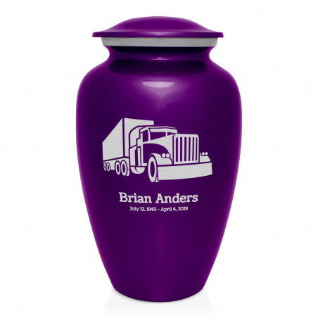 Semi Truck Cremation Urn - Purple Luster