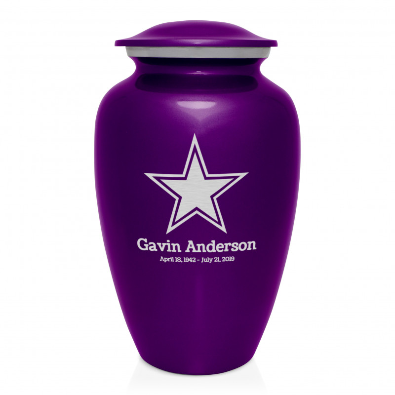 Dallas Star Cremation Urn - Purple Luster