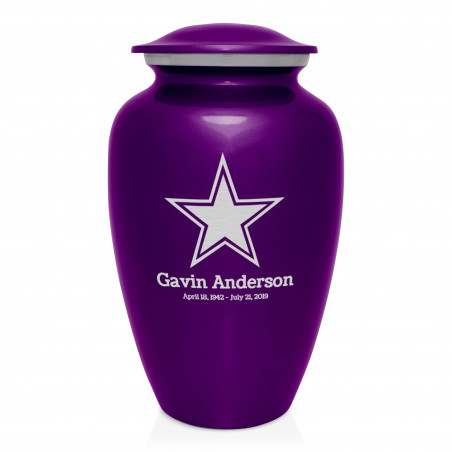 Dallas Star Cremation Urn - Purple Luster