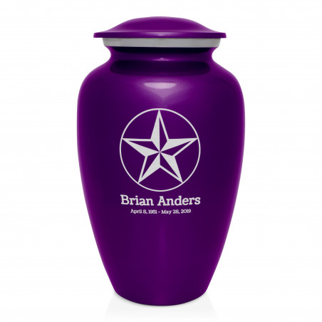 Texas Star Cremation Urn - Purple Luster