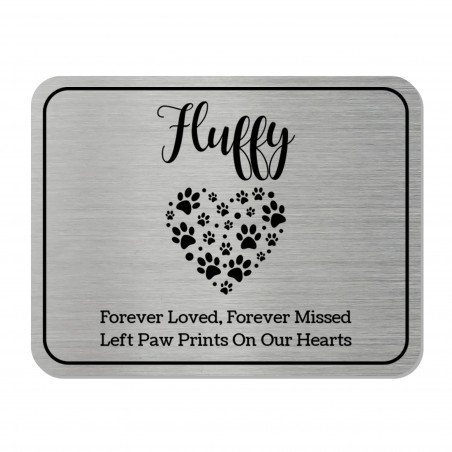 DIY Pet Cremation Urn Plate - Paw Heart - Brushed Silver - 3.25" w x 2.5" h