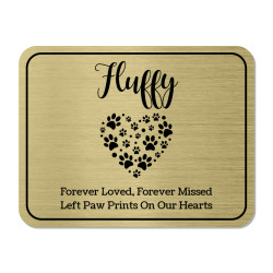 DIY Pet Cremation Urn Plate - Paw Heart - Brushed Gold - 3.25" w x 2.5" h