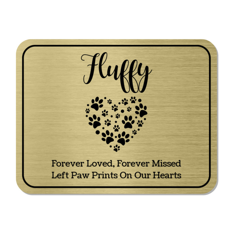 DIY Pet Cremation Urn Plate - Paw Heart - Brushed Gold - 3.25" w x 2.5" h