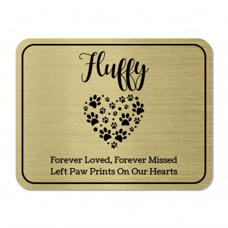 DIY Pet Cremation Urn Plate - Paw Heart - Brushed Gold - 3.25" w x 2.5" h