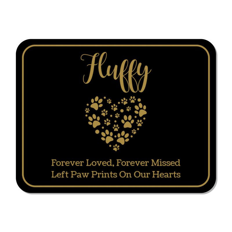 DIY Pet Cremation Urn Plate - Paw Heart - Black - 3.25" w x 2.5" h