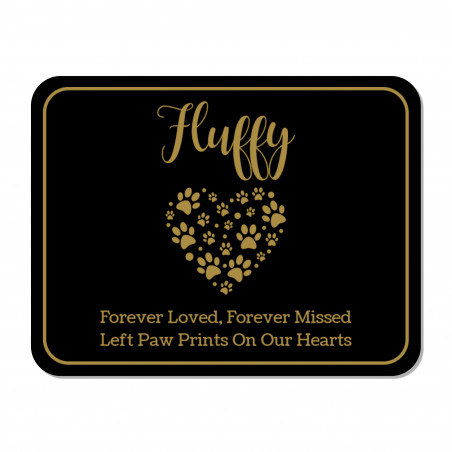 DIY Pet Cremation Urn Plate - Paw Heart - Black - 3.25" w x 2.5" h