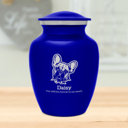 Small French Bulldog Dog Cremation Urn - Midnight Blue