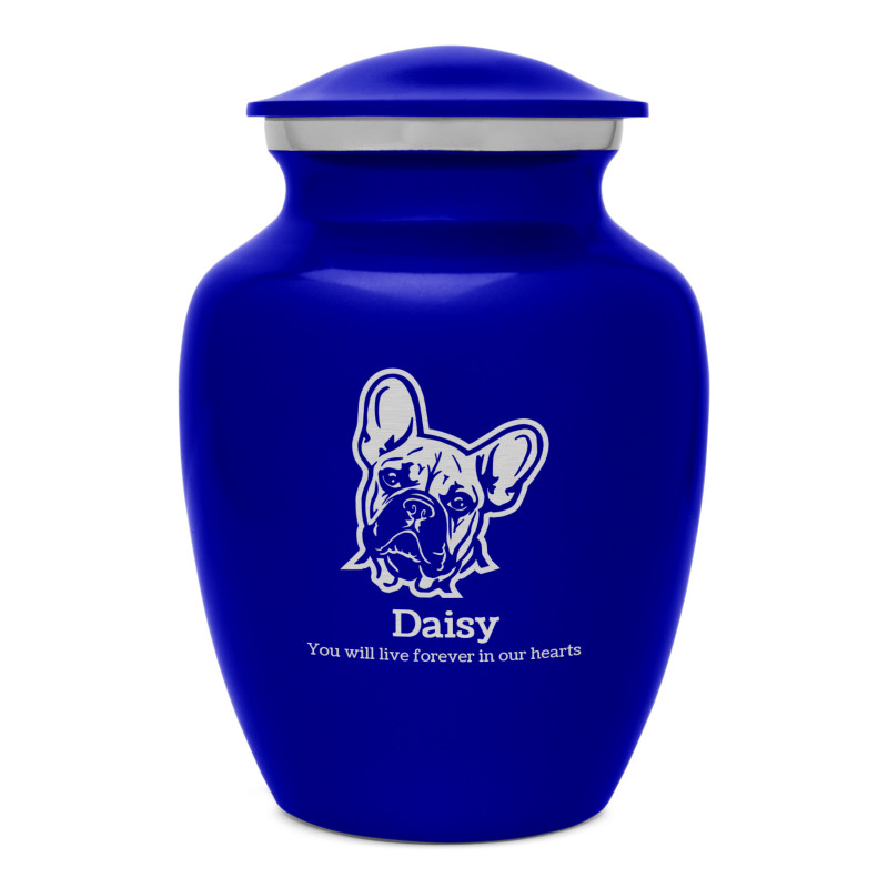 Small French Bulldog Dog Cremation Urn - Midnight Blue