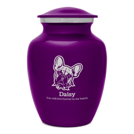 Small French Bulldog Dog Cremation Urn - Purple Luster