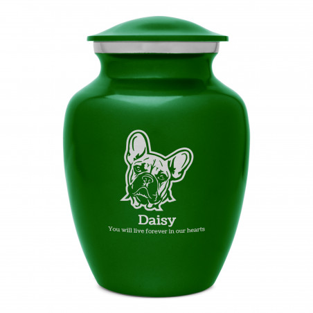 Small French Bulldog Dog Cremation Urn - Shamrock Green