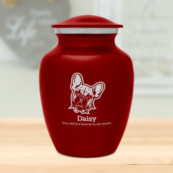 Small French Bulldog Dog Cremation Urn - Ruby Red