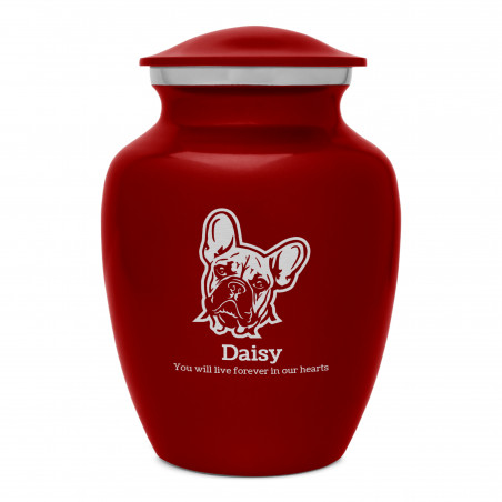 Small French Bulldog Dog Cremation Urn - Ruby Red