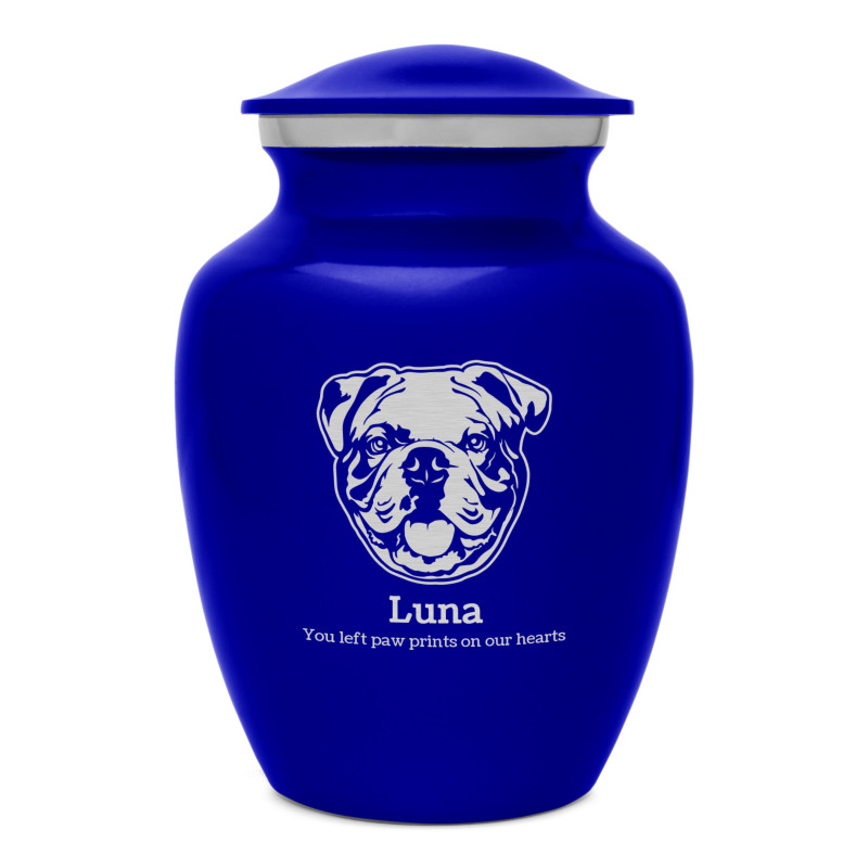Small English Bulldog Dog Cremation Urn - Midnight Blue