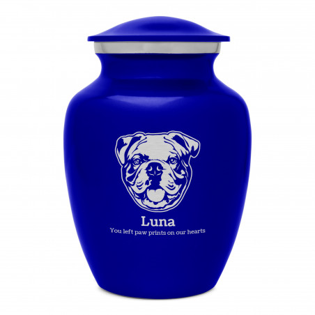 Small English Bulldog Dog Cremation Urn - Midnight Blue