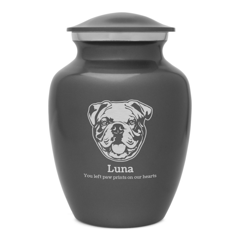 Small English Bulldog Dog Cremation Urn - Gunmetal Gray