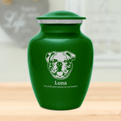 Small English Bulldog Dog Cremation Urn - Shamrock Green
